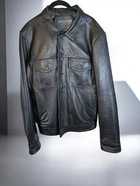 Patina Lambskin Leather Trucker Jacket Men's L Boxy Distressed Y2K Grunge